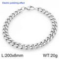 Gourmette en acier inoxydable argenté poli largeur 8mm et longueur 200mm unisexe - Style Simple Largeur 8mm (KB207787-Z)