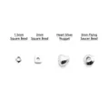 S925 Sterling Silber Perlen Set mit Herz, Untertasse und quadratischen Zwischenteilen - 1,5 mm Quadratische Perle / Silber