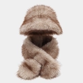 Women's leopard print faux fur hat and scarf set in brown for winter warmth outdoors - Light Khaki Faux Fox Fur Hat & Scarf Set