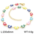 Bohemian gold chain anklet featuring multi-colored butterfly charms with drip oil finish - Gold Butterfly Evil Eye Style (KJ3894-Z)