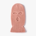 Winter rib-knit balaclava ski mask in dusty pink with three-hole face cover design - One Size / Dusty Pink