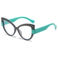 Lunettes œil de chat modernes avec monture gris foncé translucide et branches vert menthe - Cadre Gris