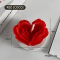 Red heart-shaped rose scented candle with COCO fragrance and white circular base base - Small/Red (COCO)