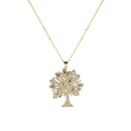 18K gold plated tree of life pendant necklace with colorful micro-set cubic zirconia - Life Tree Style 6