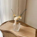 Reed diffuser with dried flowers in frosted glass on a wooden tray for home decor - Essential Oil Diffuser Set (With Dried Flowers) / Rose Dew