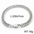 Gepolijste 7mm zilveren Cubaanse schakelarmband van roestvrij staal, lengte 200mm - Stijl D-7mm-200mm(KB165987-ZZ)