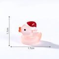Anatra rosa in resina luminosa con cappello di Babbo Natale per micro paesaggi, misura 1,7 cm - Rosa