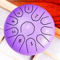 Purple steel tongue drum with numbered notes on wooden frame stand for mindfulness - Snow Purple - Panda (6 Inch 11 Notes)