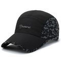 Quick-dry black baseball cap with grey leopard pattern trim and breathable laser-cut holes - Adjustable / Black
