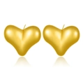 Minimalist 3D heart-shaped stud earrings in polished golden stainless steel - High Polished 3D Full Heart