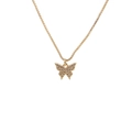 Elegant 18k gold plated necklace with a small micro-pave zircon butterfly pendant - Gold Micro Pave Small Butterfly