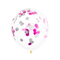 12-inch transparent latex balloon with pink and silver confetti for party decor - Pink Silver Sequins