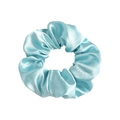 Elegant light blue satin silk scrunchie with smooth texture and glossy finish - Lake Blue