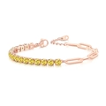 Rose gold paperclip chain and yellow zircon tennis bracelet with lobster clasp - 4mm Rose Gold Yellow Stone