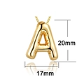 Dimensiones detalladas del colgante letra A 3D dorado 20mm con marcas de medida - Letra A