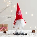 35cm skiing Christmas gnome with red snowflake hat and striped outfit decoration - Skiing Gnome (Red Snowflake Hat)
