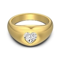 Elegant gold S925 sterling silver ring featuring a large heart-cut sparkling zircon stone - Bezel Set Heart Style (DY121110)