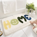 Soft cream plush bathroom mat featuring colorful 'HOME' text and smiley face design - 40*60cm / Lemon Home