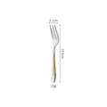 Polished silver stainless steel fruit fork with gold grid handle pattern, 14.5cm length - Gold Handle Dessert Fork