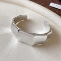 Polished silver irregular wave open cuff bracelet with minimalist liquid metal design - Dragon Bone Texture / Silver