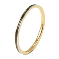 Minimalist 14K gold titanium steel 0.7mm thin ring with black enamel inlay decoration - Black Enamel Inlay