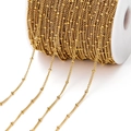 DIY gold plated stainless steel curb chain with small beads on a spool for jewelry making - Gold Beaded Saturn Chain 1.8mm