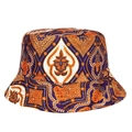 Purple and orange paisley pattern bucket hat with ethnic geometric design and vents - M (56-58cm) / Purple Ethnic Pattern (M333—1)