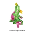 Small fire dragon aluminum balloon in green and pink for dinosaur party decor, 28x46cm - Mini Fire Dragon
