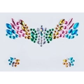 Rainbow candy colored face gem stickers with pink and blue crystal wing design - FG4046R