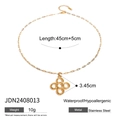 Collier à pendentif fleur en acier doré avec détails des dimensions et du poids - 45+5cm / Forme de Fleur Évidée (JDN2408013)
