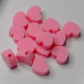 Pink heart-shaped polymer clay beads with pre-drilled holes for DIY jewelry making - 100 Pcs/Pack / Pink
