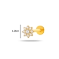 Golden titanium labret stud featuring a 0.55cm sparkling cubic zirconia flower top - 590-8# Gold Round Flower