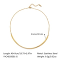 Minimalist 18K gold plated stainless steel collar necklace with dimensions and technical details - Gold Curved Tube Style (YYCH025001-G)