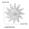 Élégante broche flocon de neige rotative en argent avec zircone, taille de 2,6 cm - Argenté