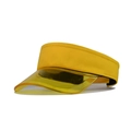 Détail d'une visière pare-soleil jaune avec bord translucide et bandeau en tissu assorti - Tour de tête 55-60cm / Jaune Transparent