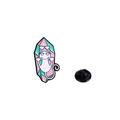 Cute enamel brooch featuring a white cat inside pink and green crystal minerals - Cat Wrapped in Crystal Style (CZ0536-2)