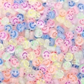 Colorful translucent acrylic smiley face round beads for DIY jewelry making - 4x7mm Fluorescent Smiley Face (100pcs)