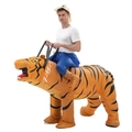 Inflatable tiger ride-on costume in orange with black stripes for Halloween party cosplay - Riding A Tiger / One Size