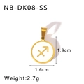Pendentif Sagittaire en acier inoxydable doré 18K avec nacre blanche et cadre rond - Sagittaire (NB-DK01-SS)