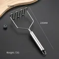 Stainless steel potato masher with wavy head and hanging hook, 235mm length variant - Linear Type
