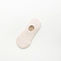 Beige cotton no-show socks with anti-slip rib knit texture and invisible cut design - Beige