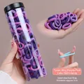 100pcs Purple and Pink small seamless elastic hair ties in a transparent storage tube - Purple Pink 100Pcs/Jar