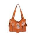 Elegante borsa in pelle PU arancione con croce gotica e dettagli con doppia cerniera - Arancione