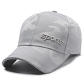 Grey camouflage baseball cap with 3D sports embroidery and breathable synthetic fabric - Adjustable / Light Grey/Grey Embroidery