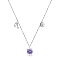 S925 sterling silver Scorpio pendant necklace with round purple stone and star charms - 925 Sterling Silver