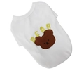 White ribbed polo shirt for dogs with brown bear embroidery and yellow bear text - S / Tops / White (Apple Bear Style)