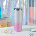 Gobelet 20oz avec dégradé pailleté argent et rose et couvercle transparent - 20oz / Paillettes - Dégradé Argent Rose
