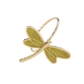 Golden dragonfly napkin ring with yellow-green enamel detail on white background - Z1059-5 Yellow Green Dragonfly