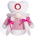 Gnome de la Saint-Valentin rose et blanc avec chapeau en forme de cœur et nattes - Gnome Lettre O