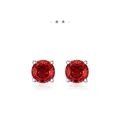 Orecchini a perno in argento 925 con pietre rosse taglio rosa e castone a quattro griffe - Argento 925 / Rosso 6MM